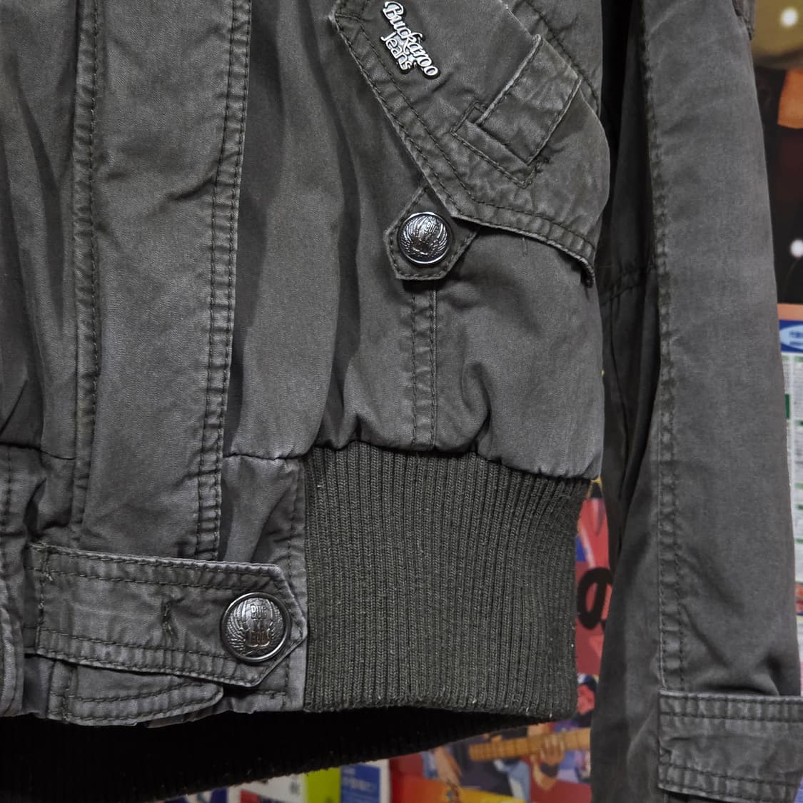 버커루 Y2K 카키 라쿤 퍼 패디드 점퍼 상품이미지5