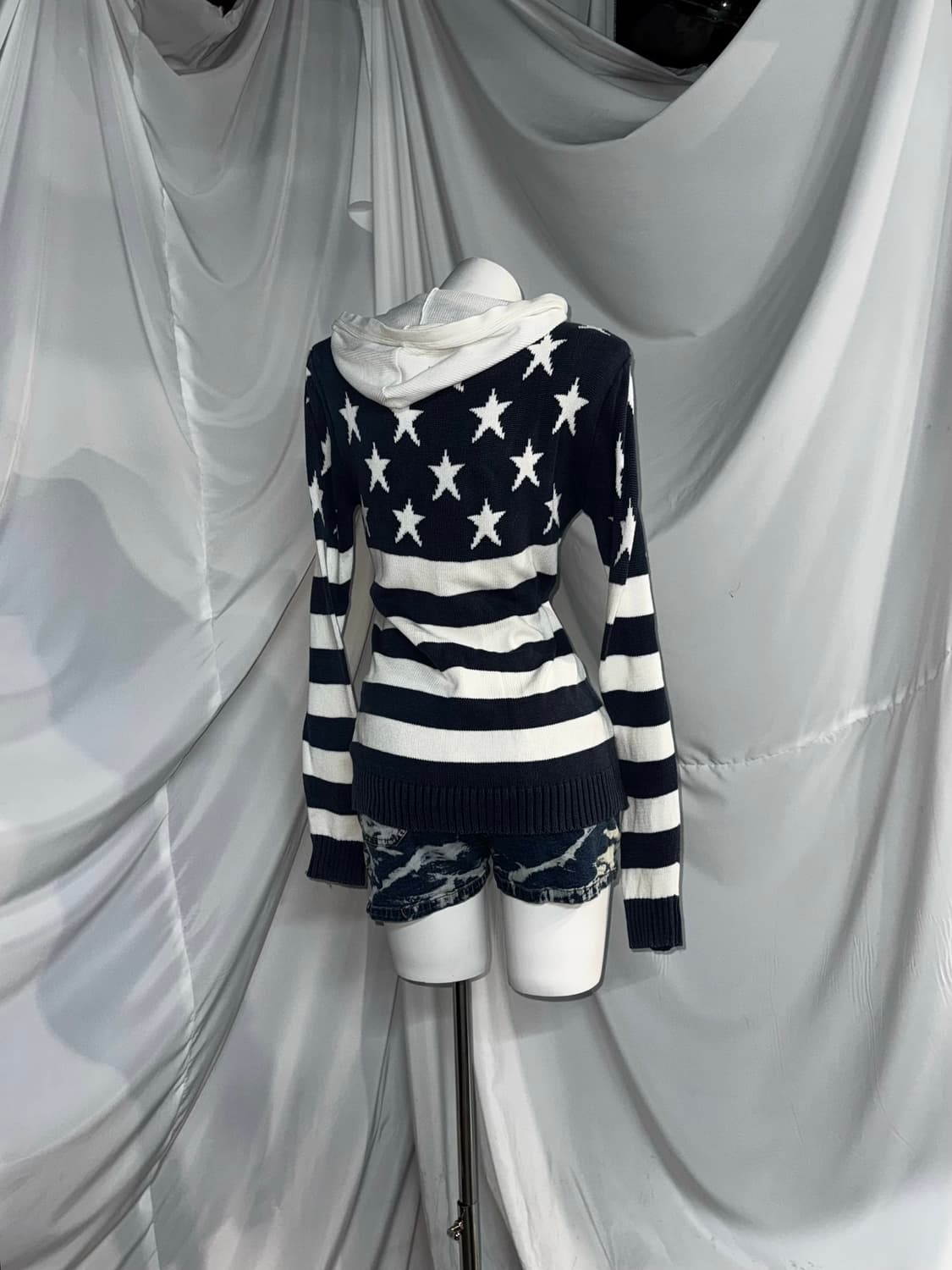 네이비 키치 펑투케 레오파드 코디세트 상품이미지5