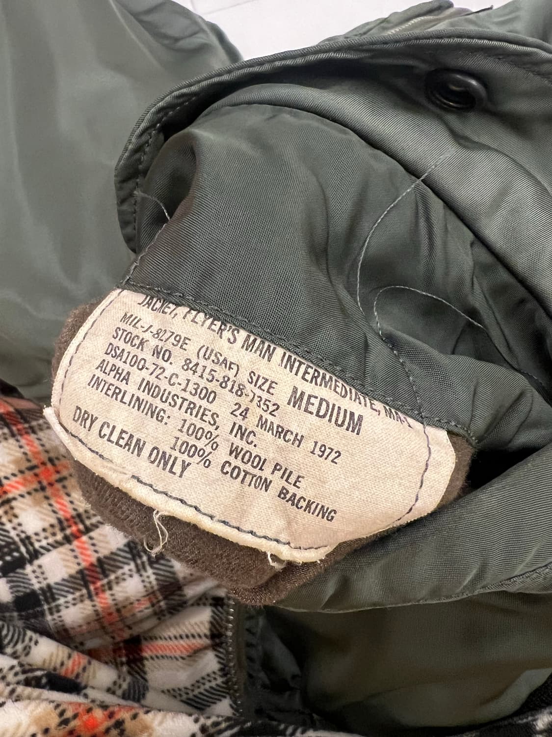 70s 오리지널 ma-1 자켓 M사이즈 판매합니다 상품이미지8