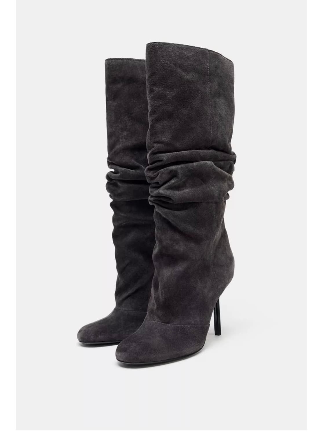 ZARA 그레이 셔링 레더 부츠 상품이미지2