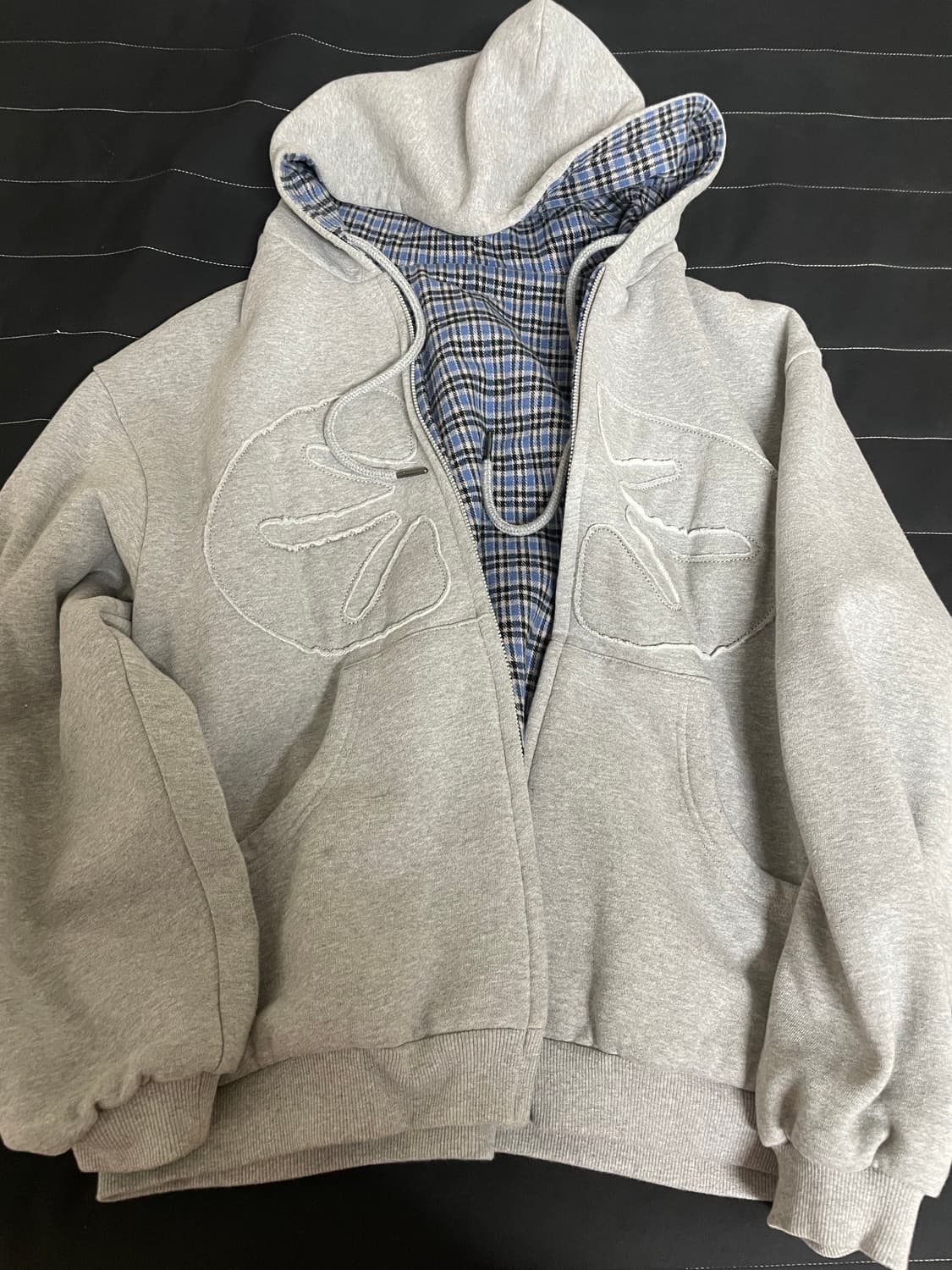 Reversible Hoodie Zip-Up Check Blue 상품이미지4