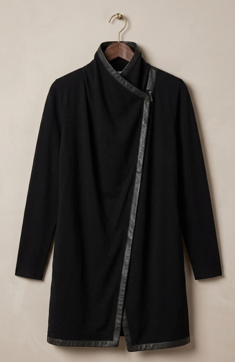 헬무트랭 하이넥 레더 트림 울 코트 상품이미지1