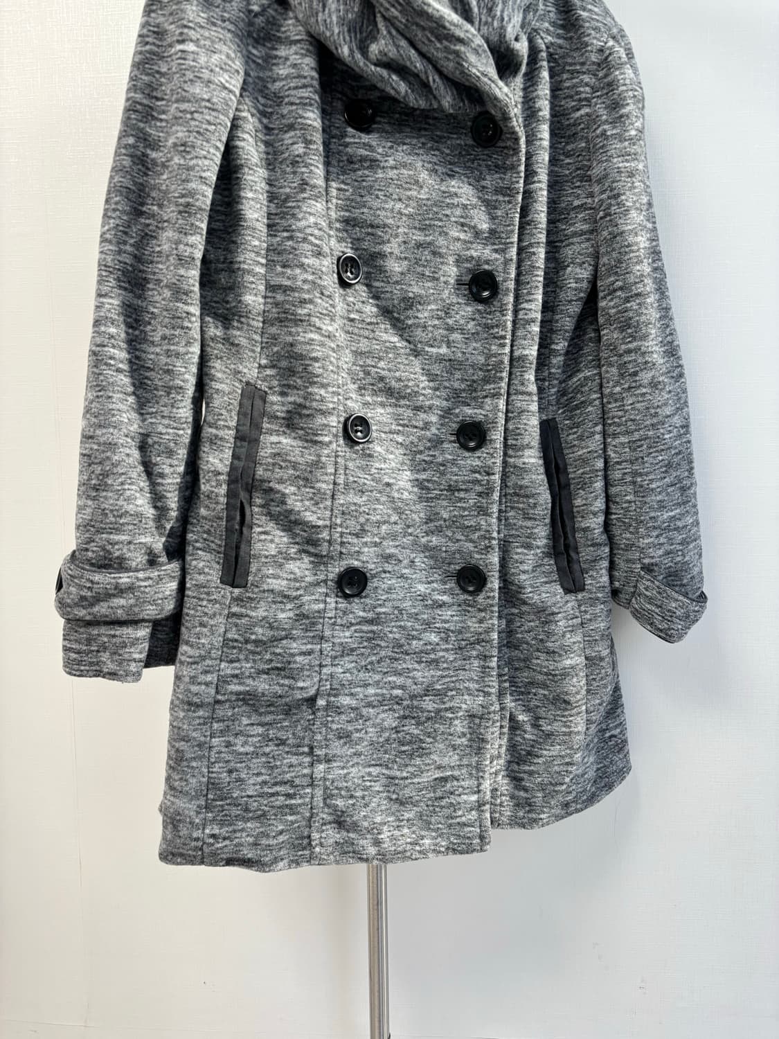 bbp 갸루 멜란지 더플 버튼 빅 숄 점퍼 상품이미지5