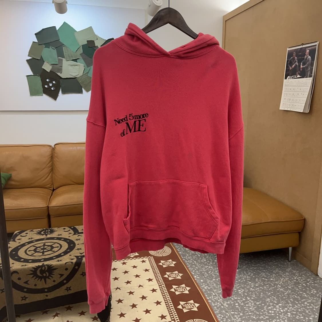 미스치프 Y2K 00's 레트로 딥핑크 백로고 후드티 L C08719 상품이미지3