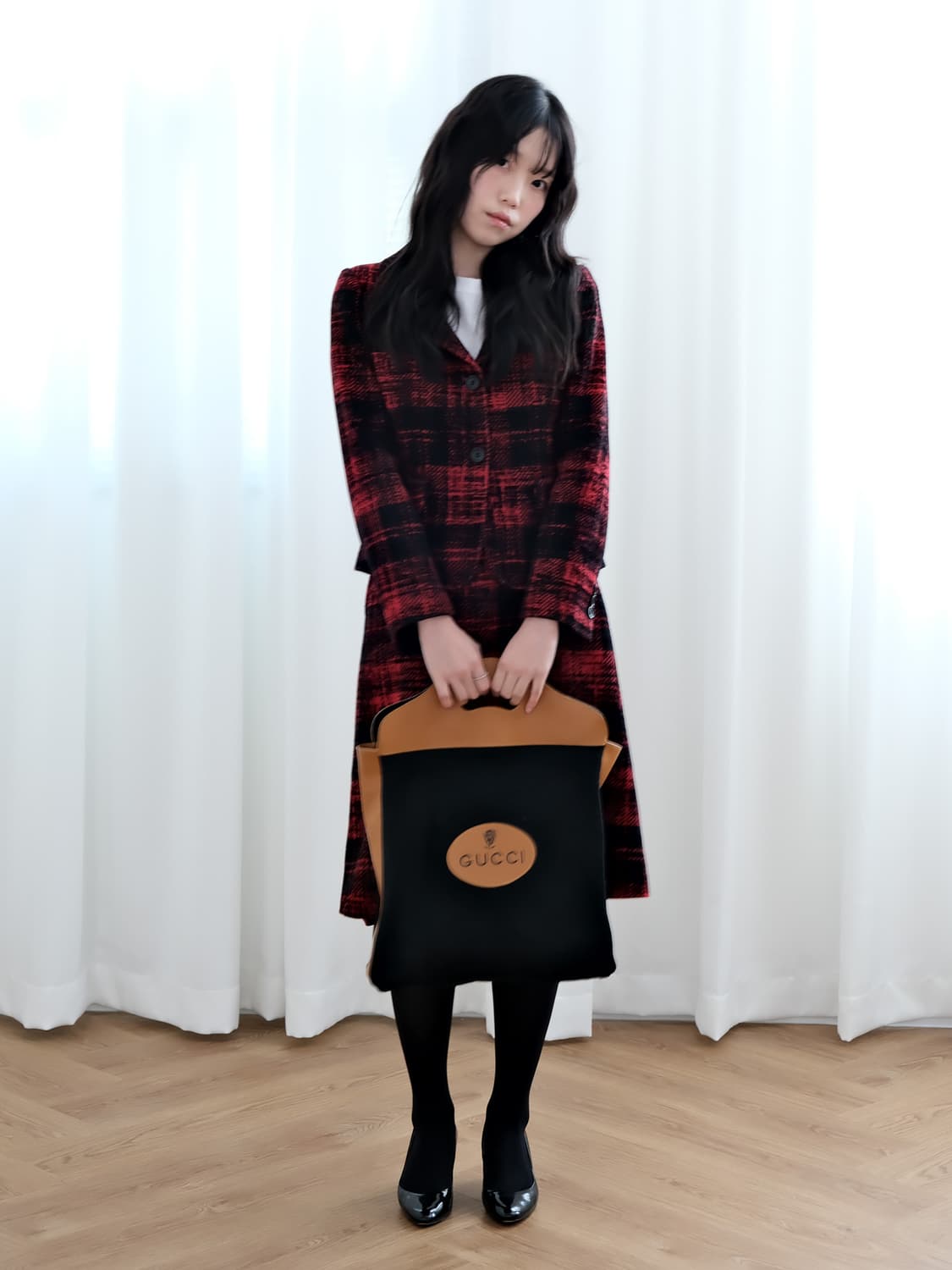 DKNY 레드 체크 셋업 90/28inch  상품이미지3