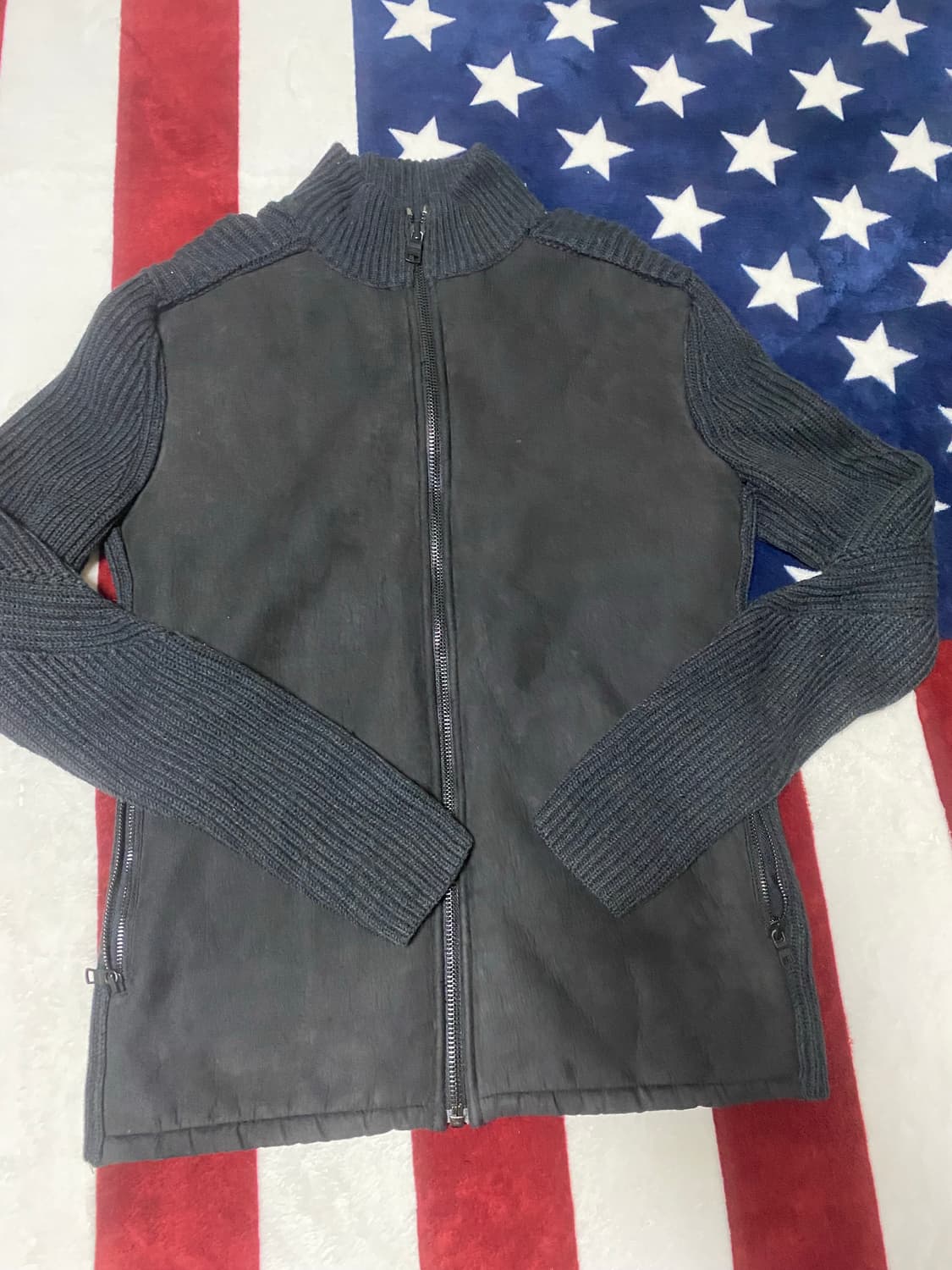 알마니 스웨이드 니트집업 상품이미지1