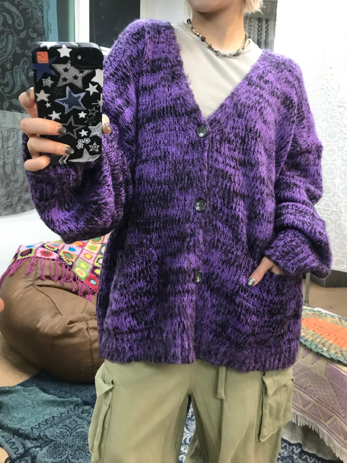 빈티지 퍼플 니트 가디건  상품이미지1