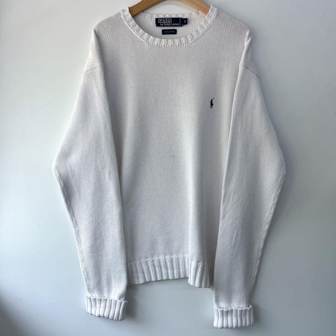 폴로 랄프로렌 기본 포니 화이트 코튼 니트 상품이미지2