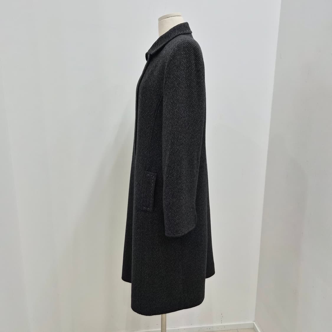 캐시미어 100% 헤링본 그레이 여성 롱코트 상품이미지2