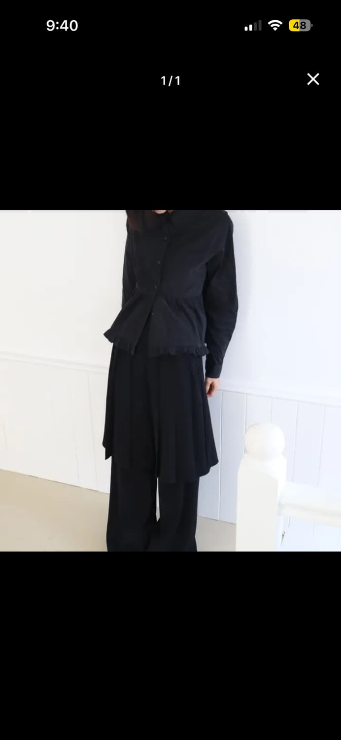 김미 린즈 플리츠 롱 스커트 팬츠 상품이미지1