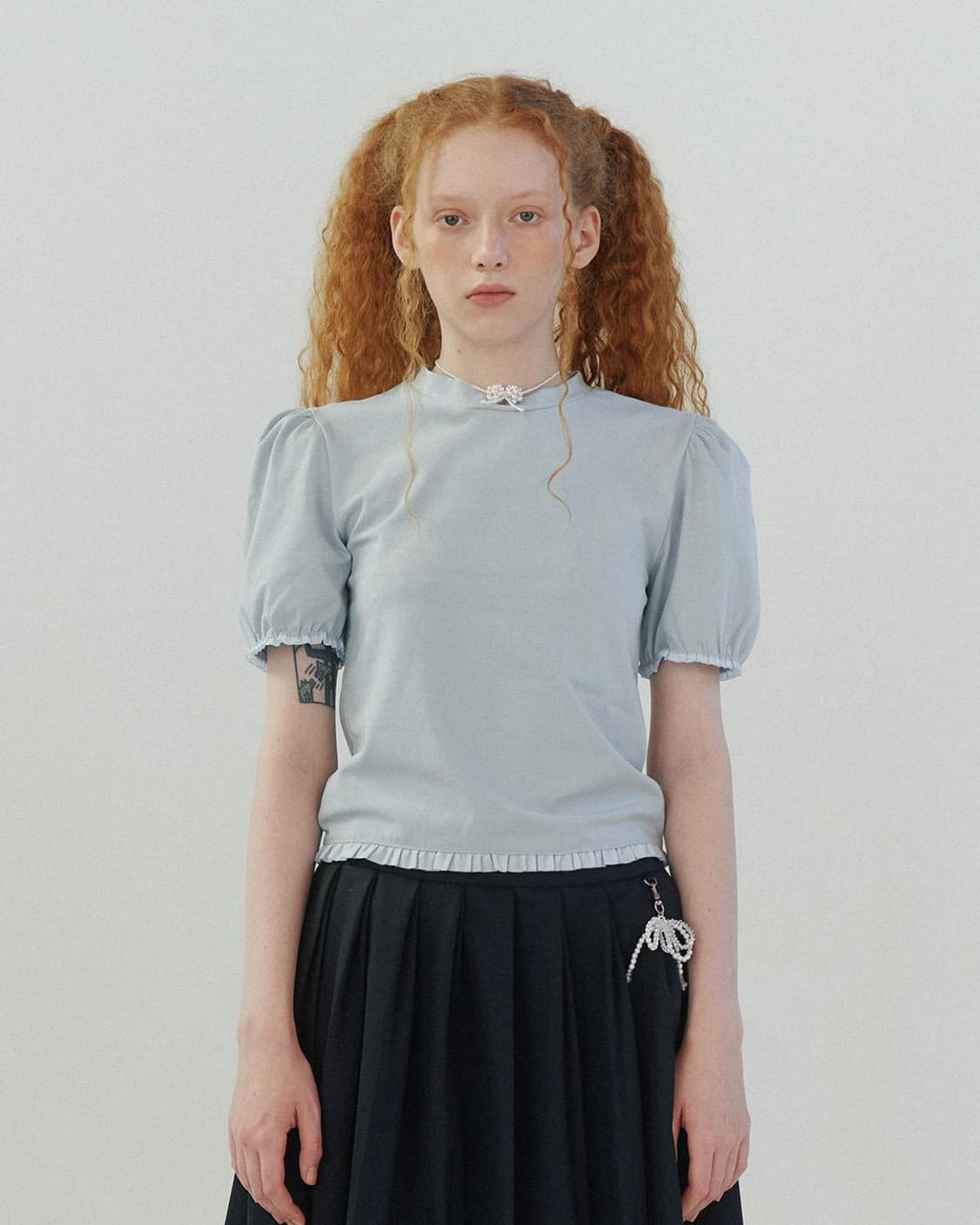 플레따 fletta 프릴 슬리브 티 핑크 상품이미지1