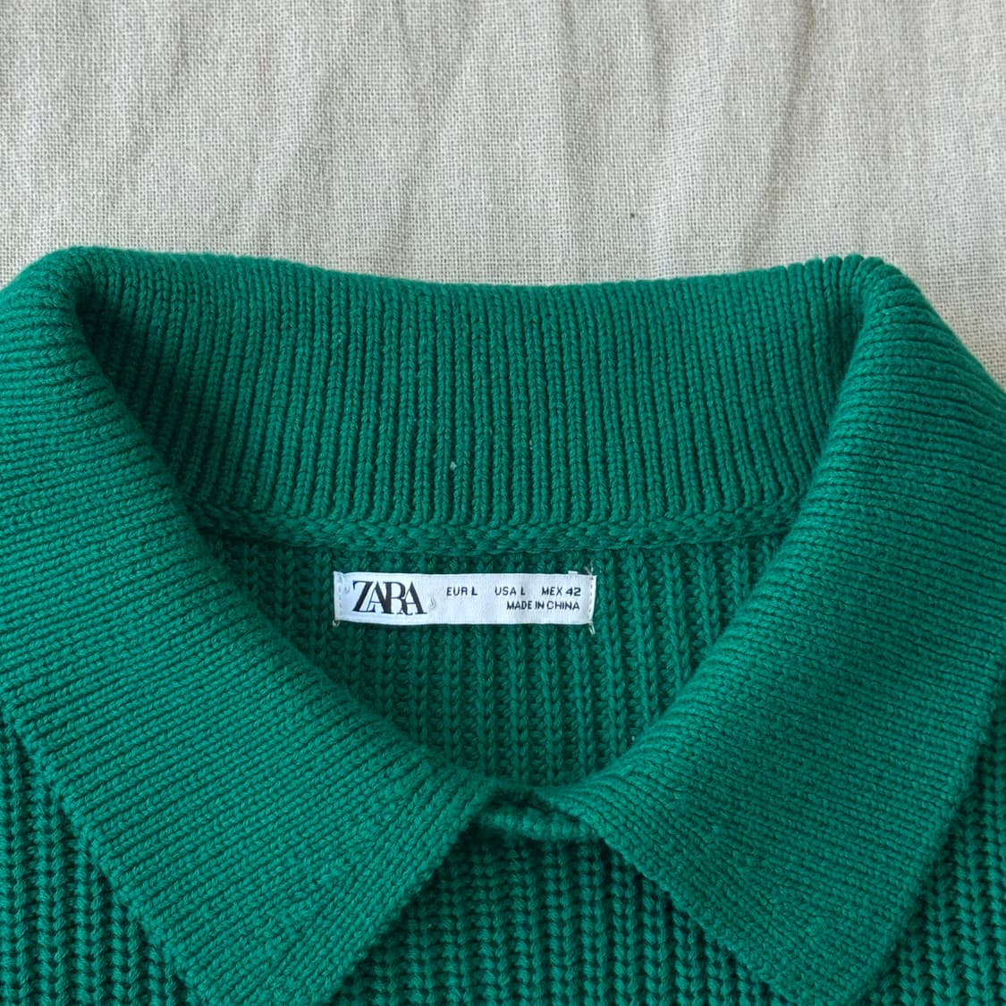 자라 그린 카라 와플 니트 L 상품이미지4