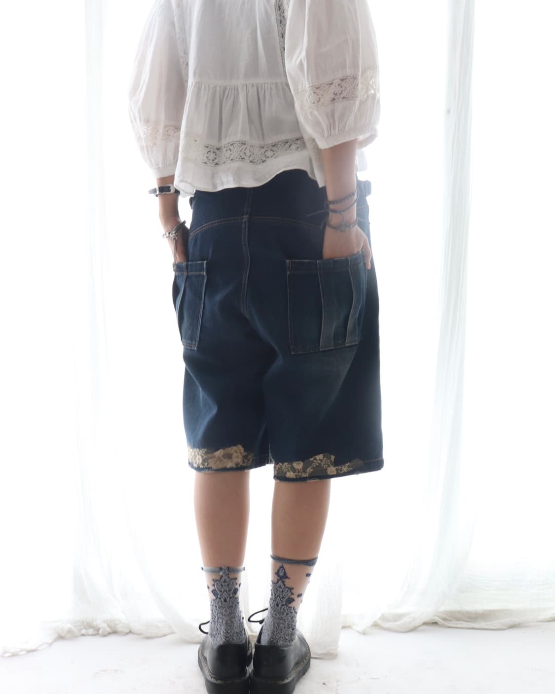 [Sunao Kuwahara] Lace Trimming Pants 상품이미지5