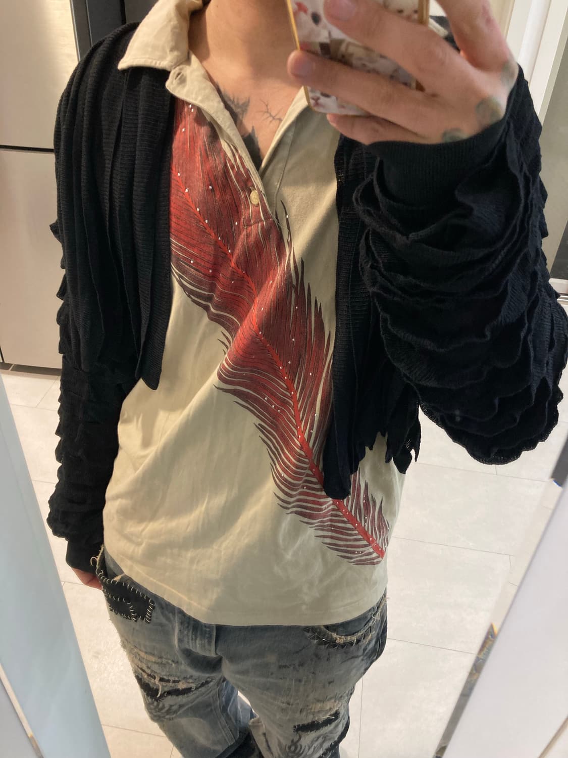 2000s휴고보스 깃털 롱슬리브 카라티 상품이미지1