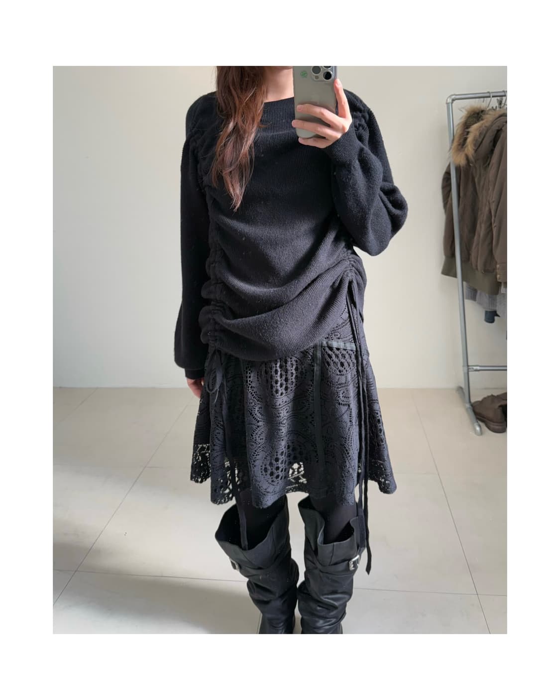 빈티지 셔링 니트 상품이미지3