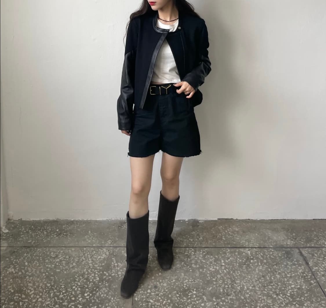 Helmut Lang HELMUT LANG 헬무트랭- 레더 울 오버랩 스 상품이미지10