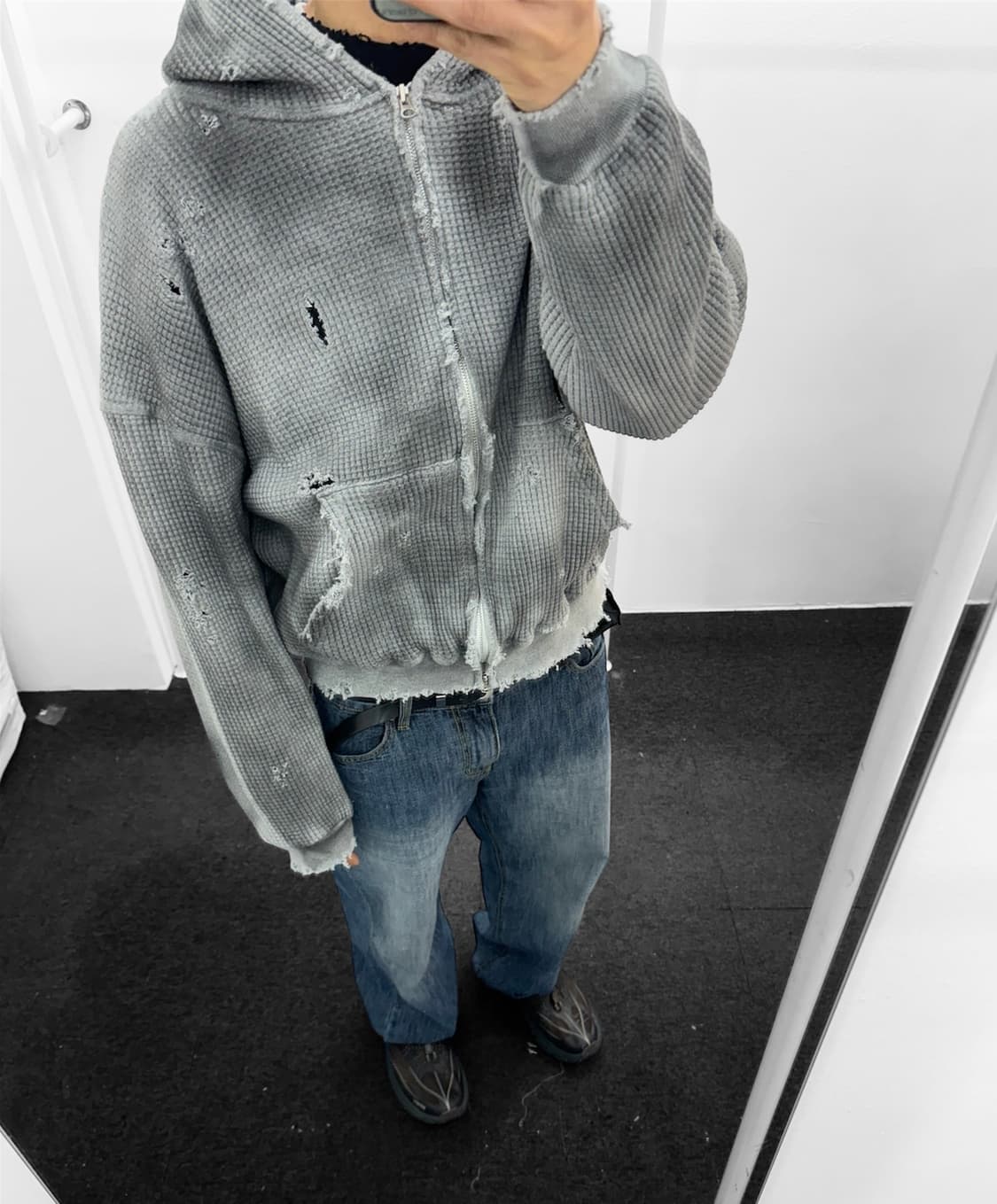 빈티지 와플 후드집업 상품이미지1