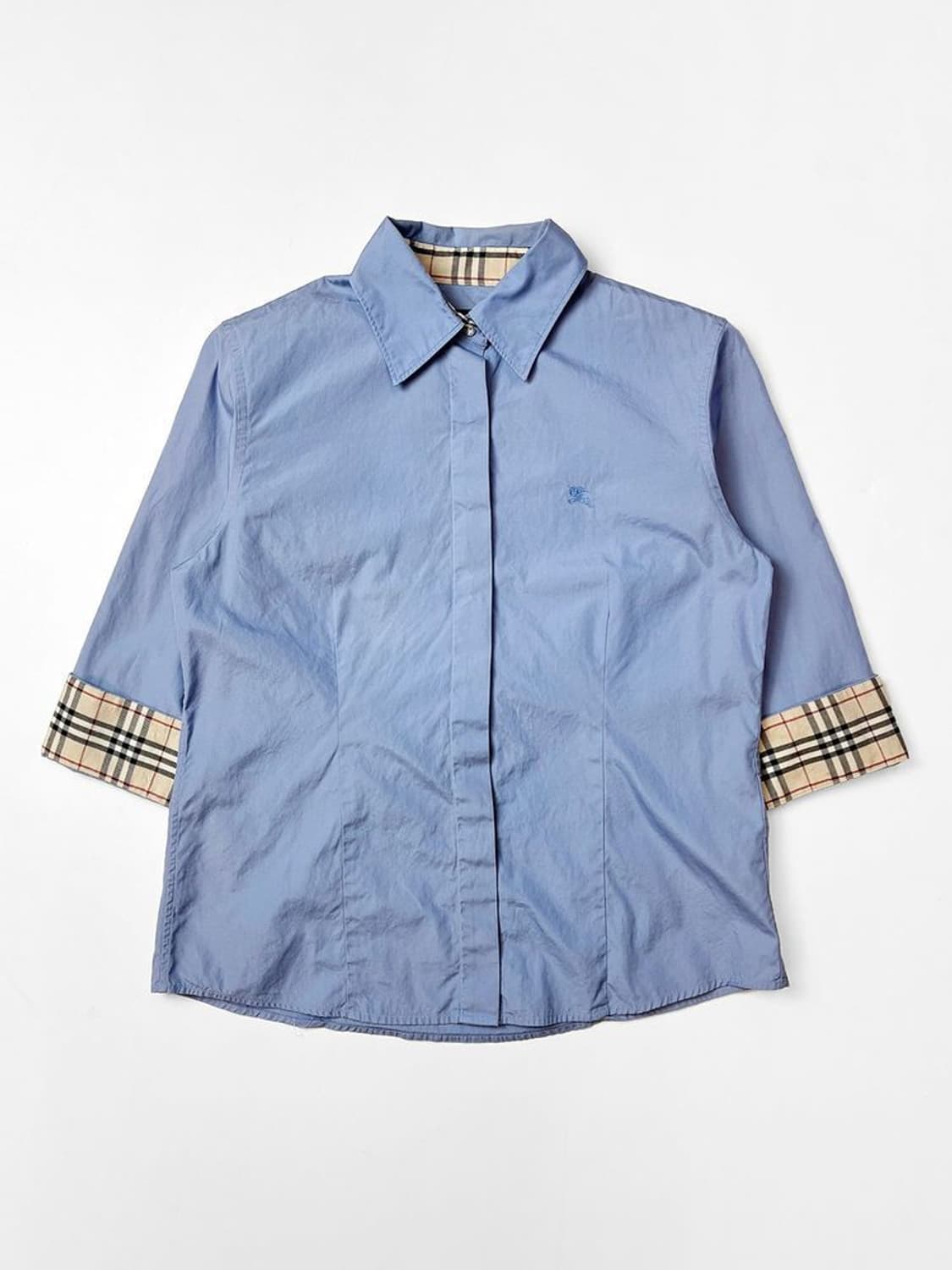 버버리 00s 노바체크 7부 솔리드 셔츠 PN5291 상품이미지1