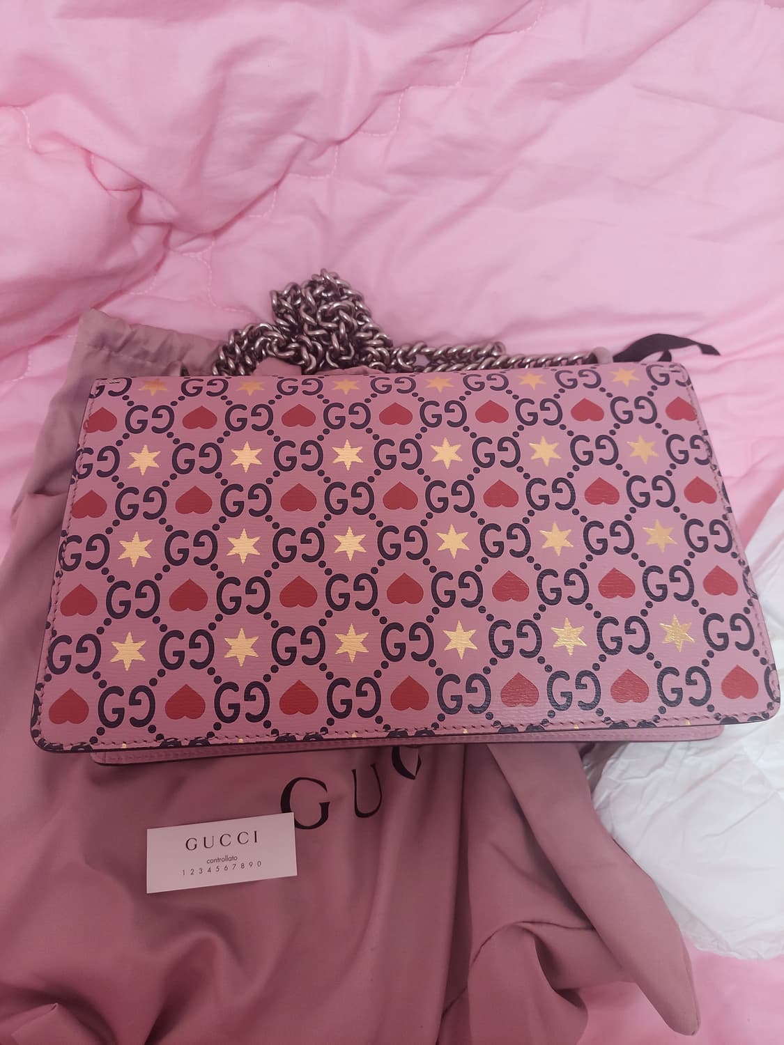 정품)급처새상품미사용!구찌 발렌타인한정판 디오니소스 핑크 공주가방 숄더백 상품이미지7