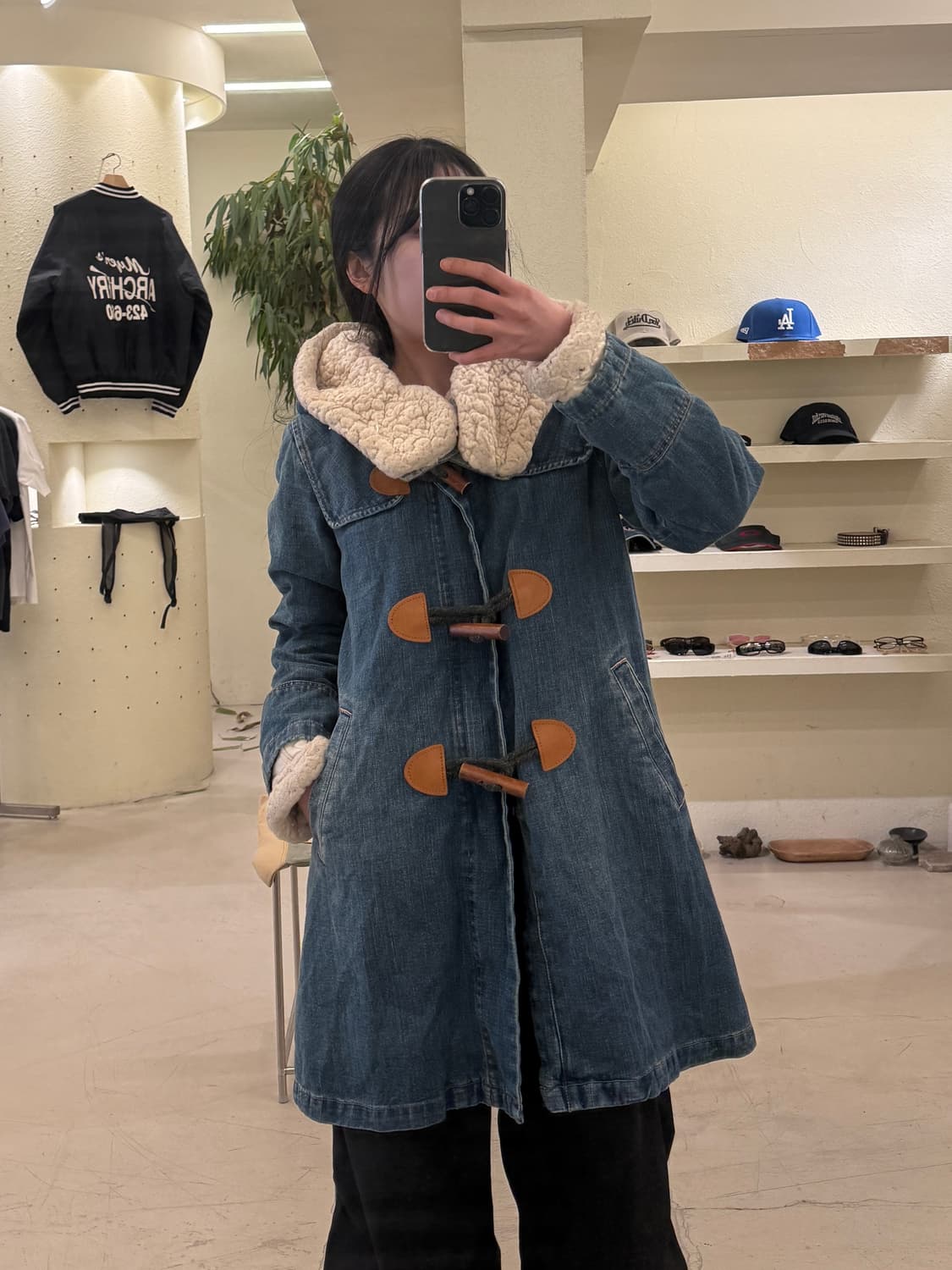 빈티지 데님 더플 코트 양털 안감 U398 상품이미지1