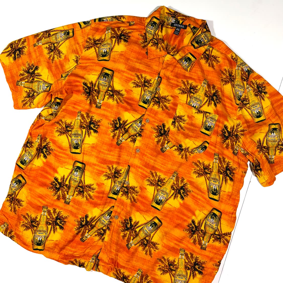GEORGE 오렌지 비어보틀 하와이안셔츠 XL 상품이미지4