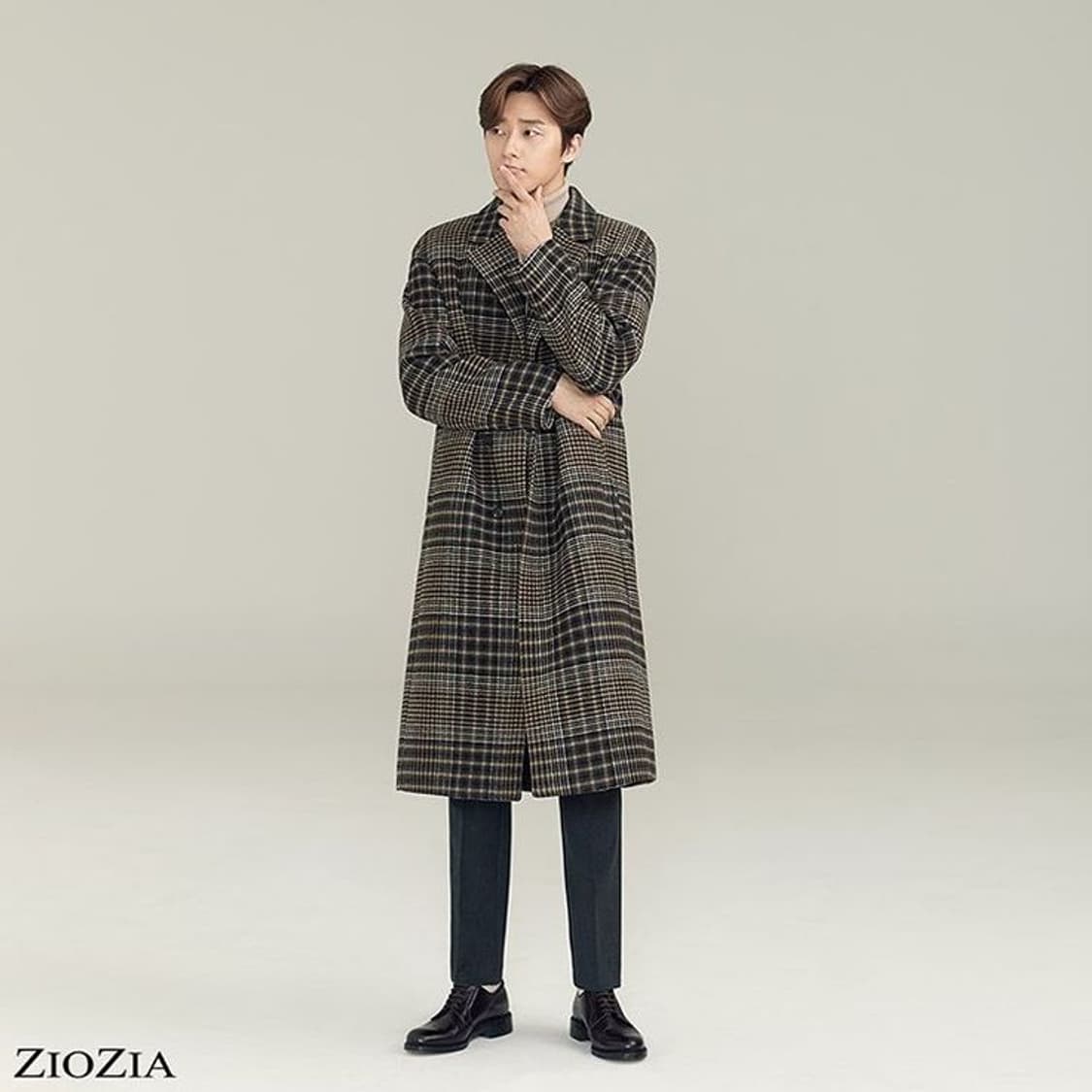 지오지아 글렌 체크 세미 오버 롱 코트 상품이미지8