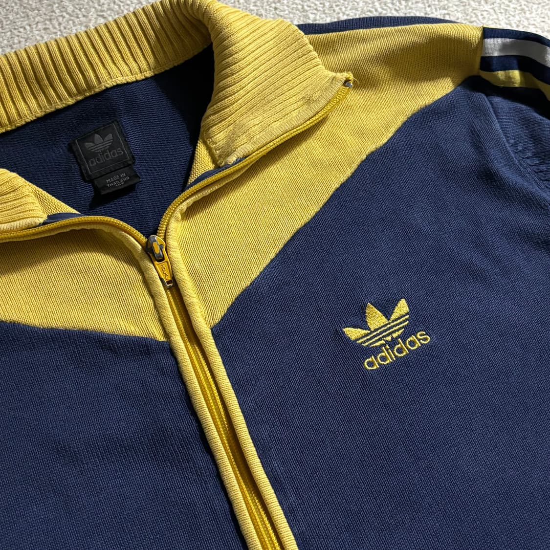 아디다스 올드스쿨 네이비 옐로우 남노 니트집업 니트져지 상품이미지2
