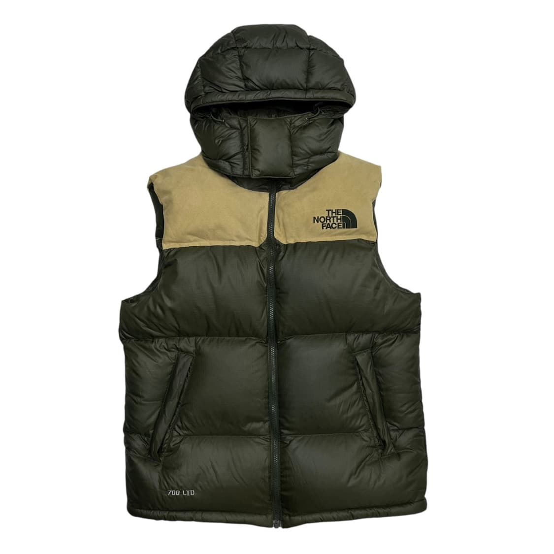 노스페이스 말차맛 베이지배색 후드 패딩조끼 90 상품이미지2