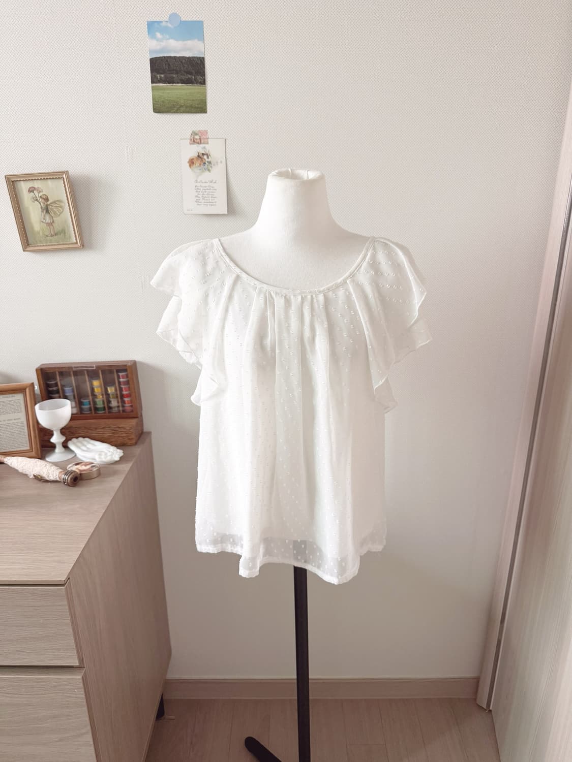 화이트 도트 블라우스 상품이미지1