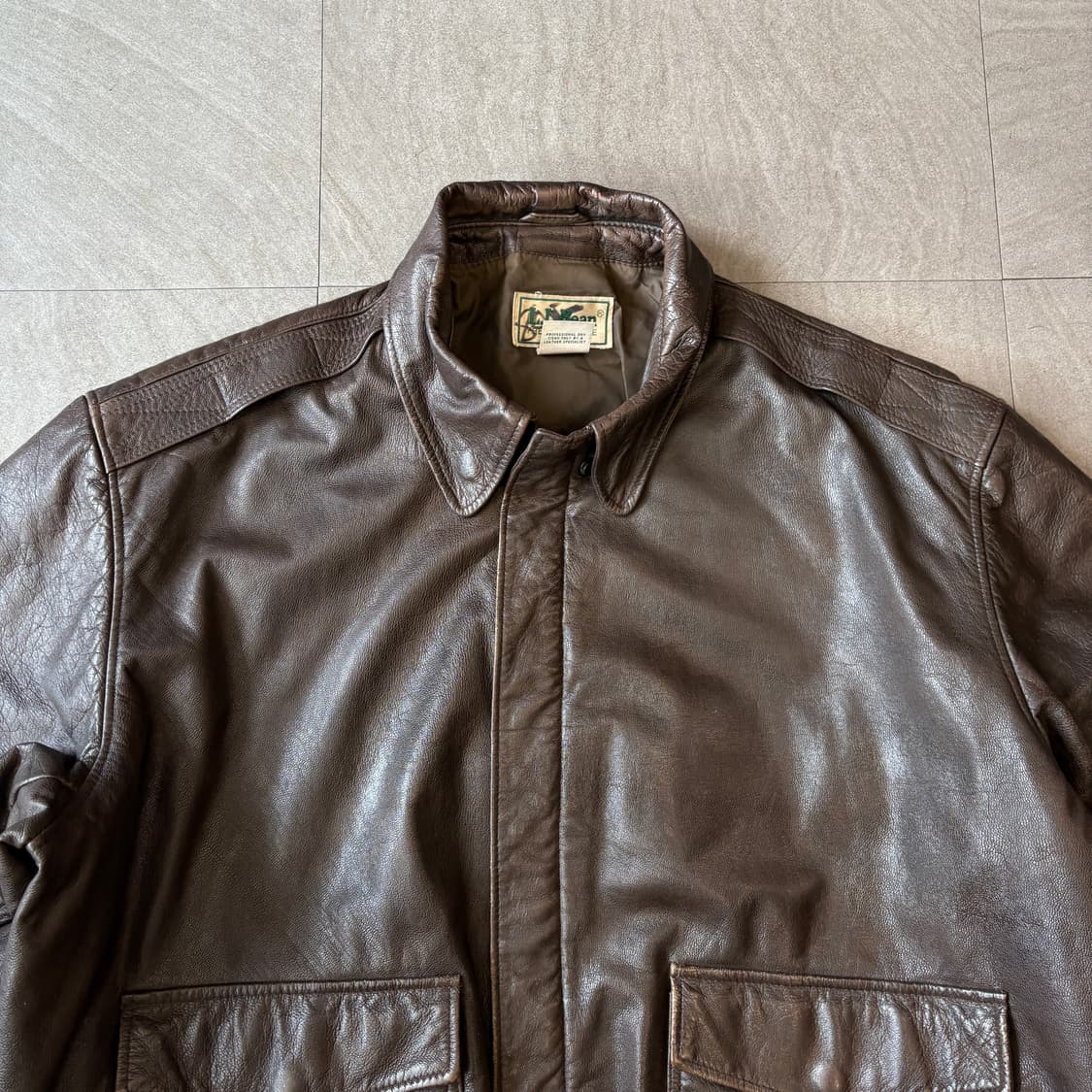90s 90년대 미국 생산 L.L.bean A-2 레더 자켓 상품이미지2