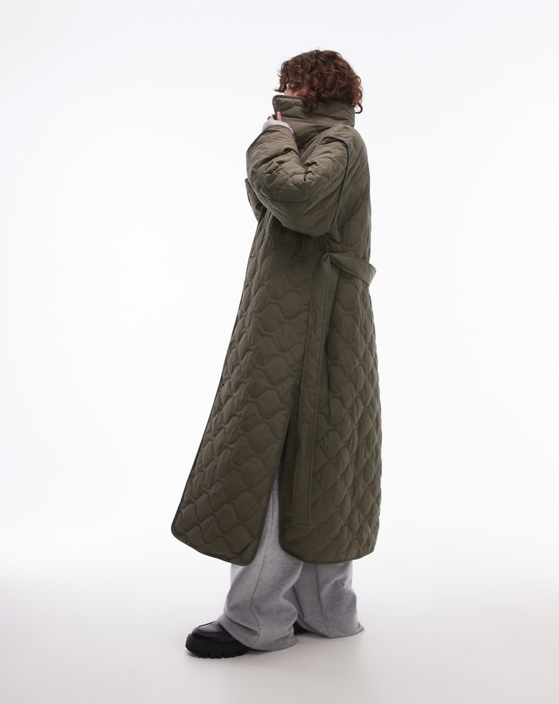 아르켓 다운 퀼팅 벨티드 하이넥 롱 코트 자켓 상품이미지2