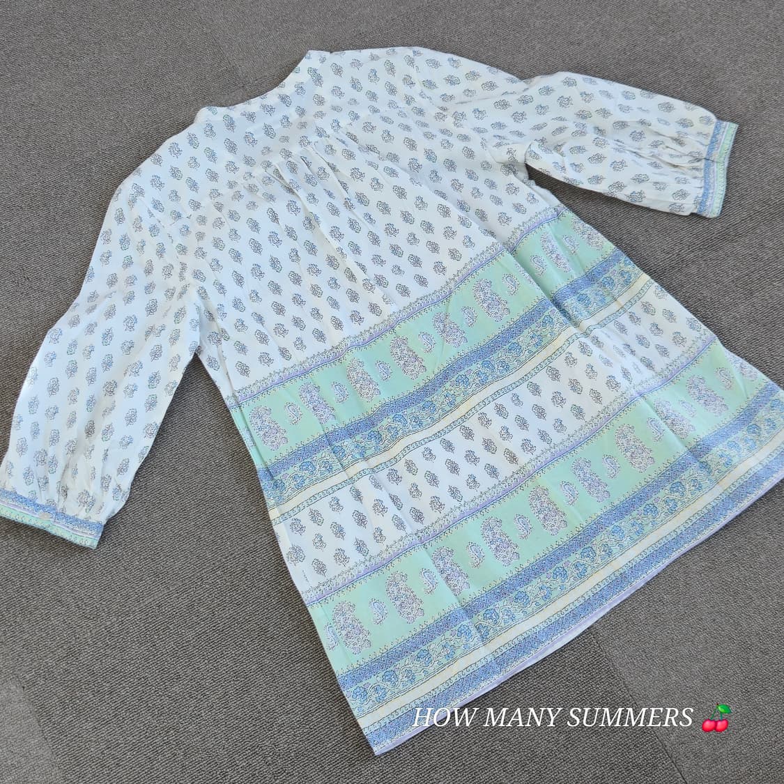 Honeysukle rose 화이트 블루/그린 패턴 블라우스 상품이미지9