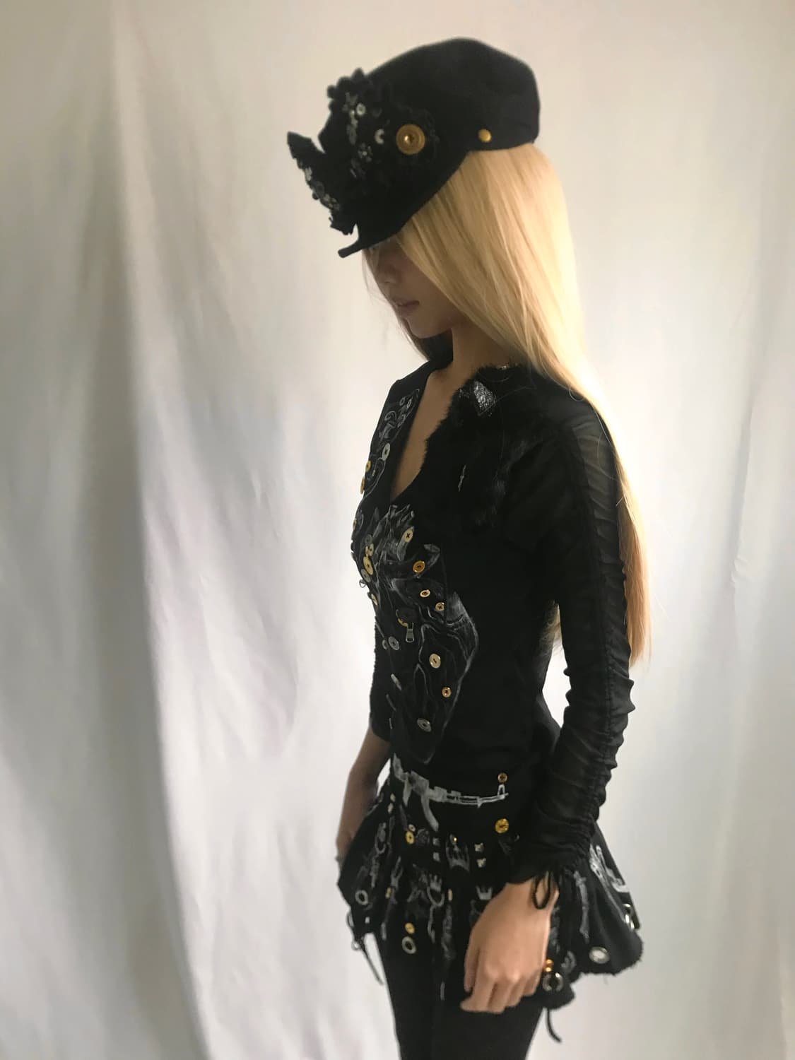 Custom)Heart/Weapons tattoo mesh top 상품이미지4