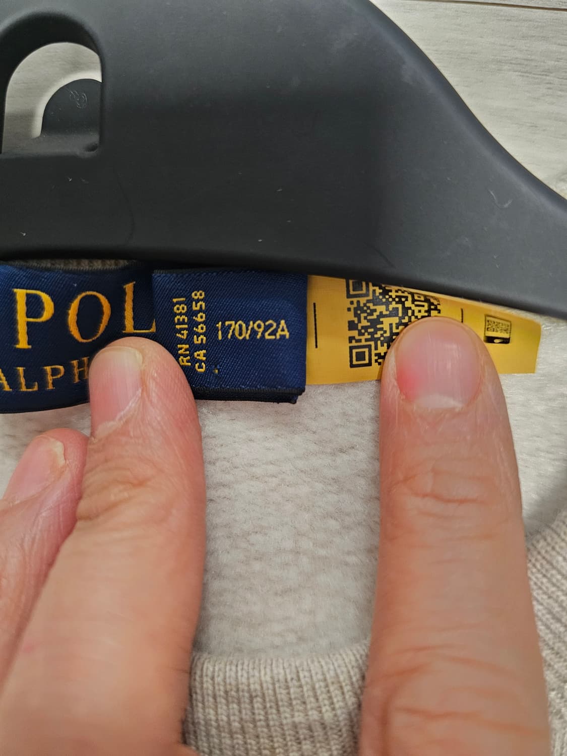 폴로 랄프로렌 신형QR라벨 맨투맨 기모 티셔츠 오트밀 상품이미지5