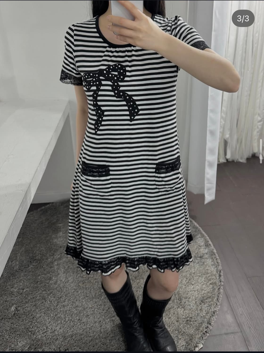 stripe ribbon onepiece 상품이미지3