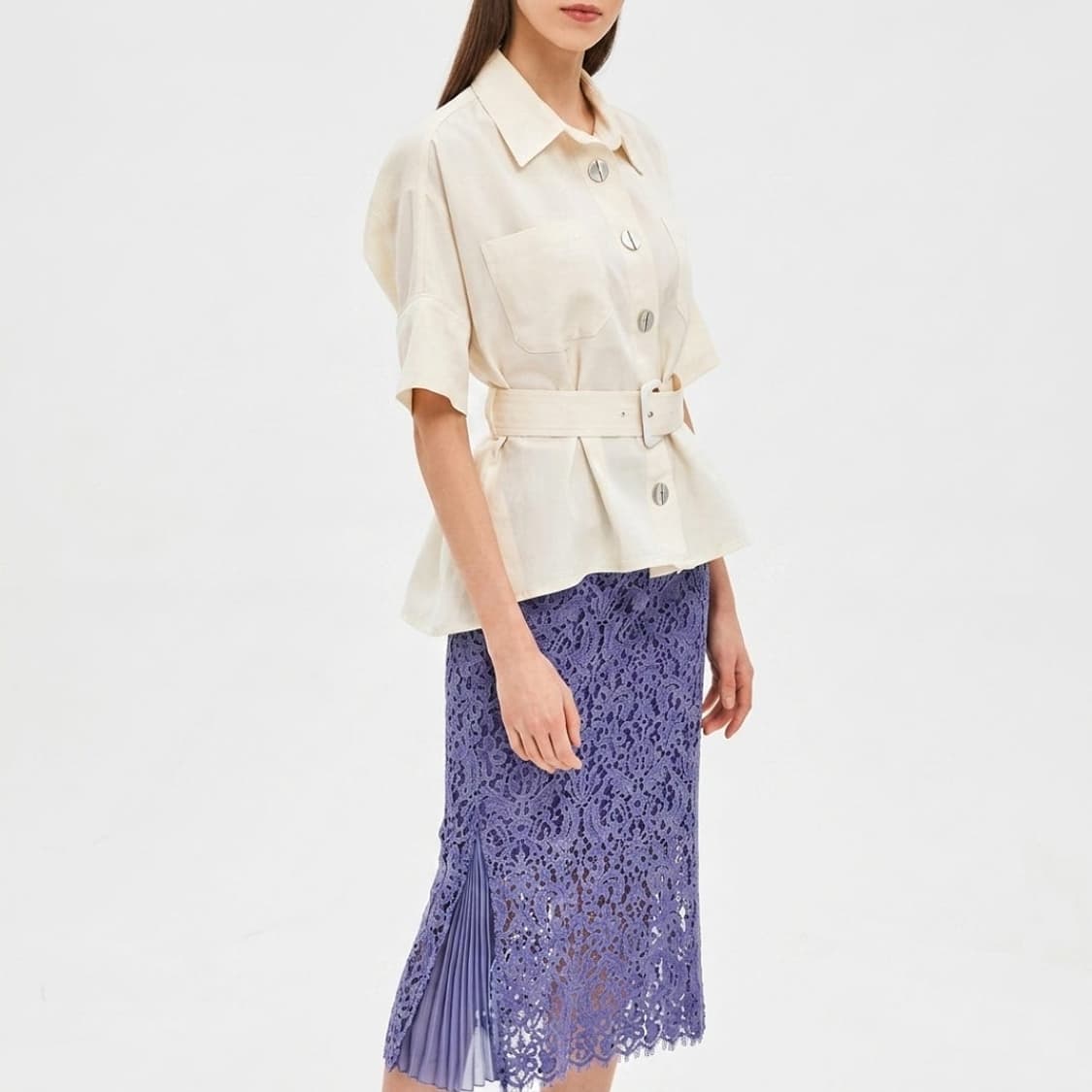 타임 TIME 벨티드 반팔 셔츠 상품이미지1