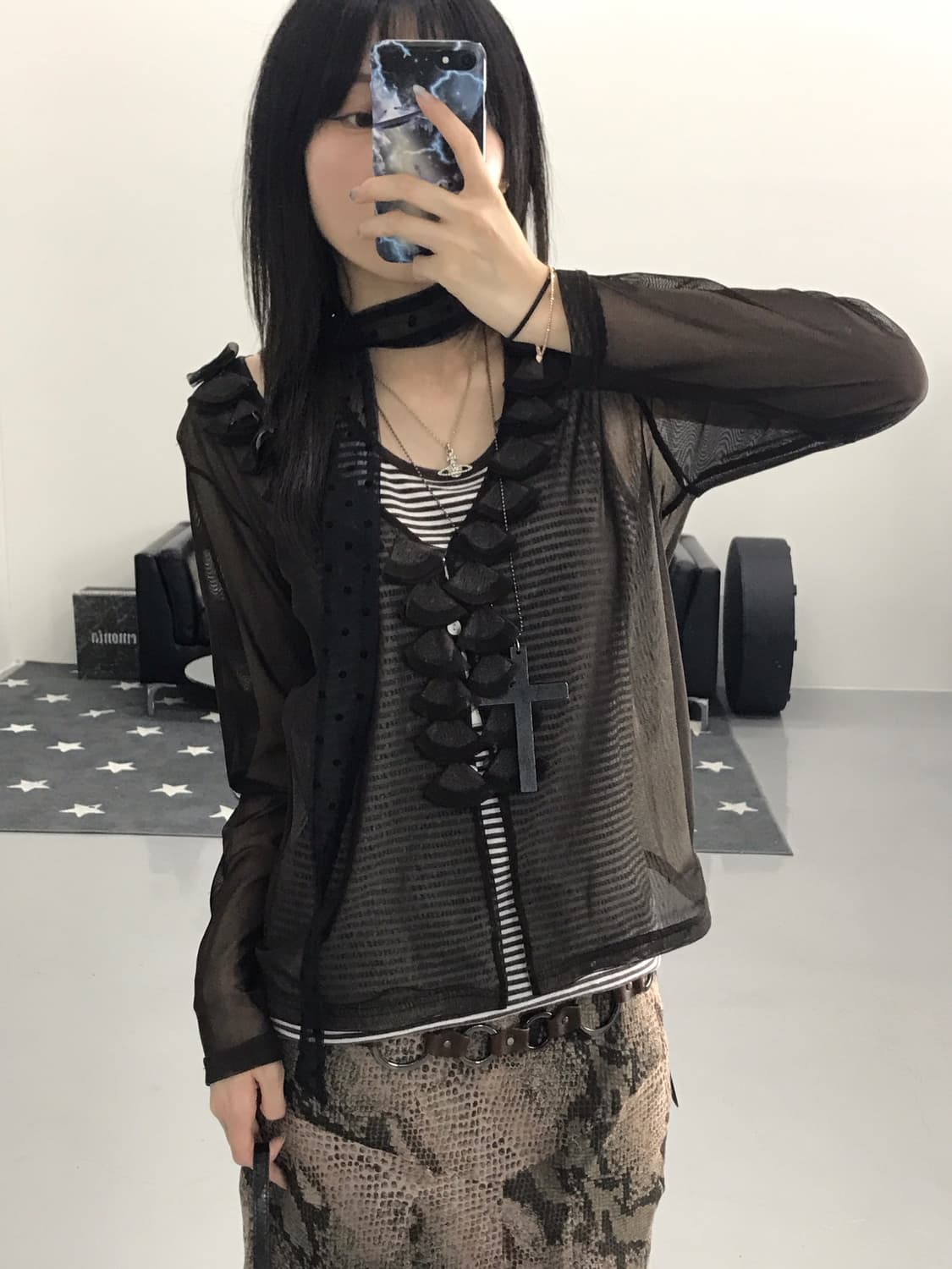 Jpn Brown see-through cardigan 상품이미지2