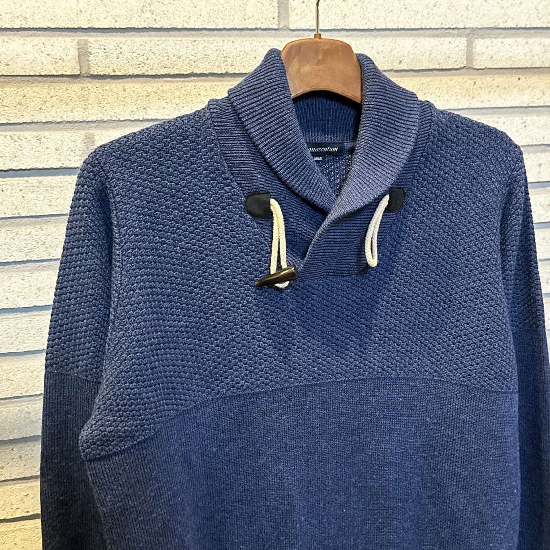 Aquascutum 아쿠아스큐텀 숄카라 울니트 와플텍스처 디테일 블루 상품이미지4