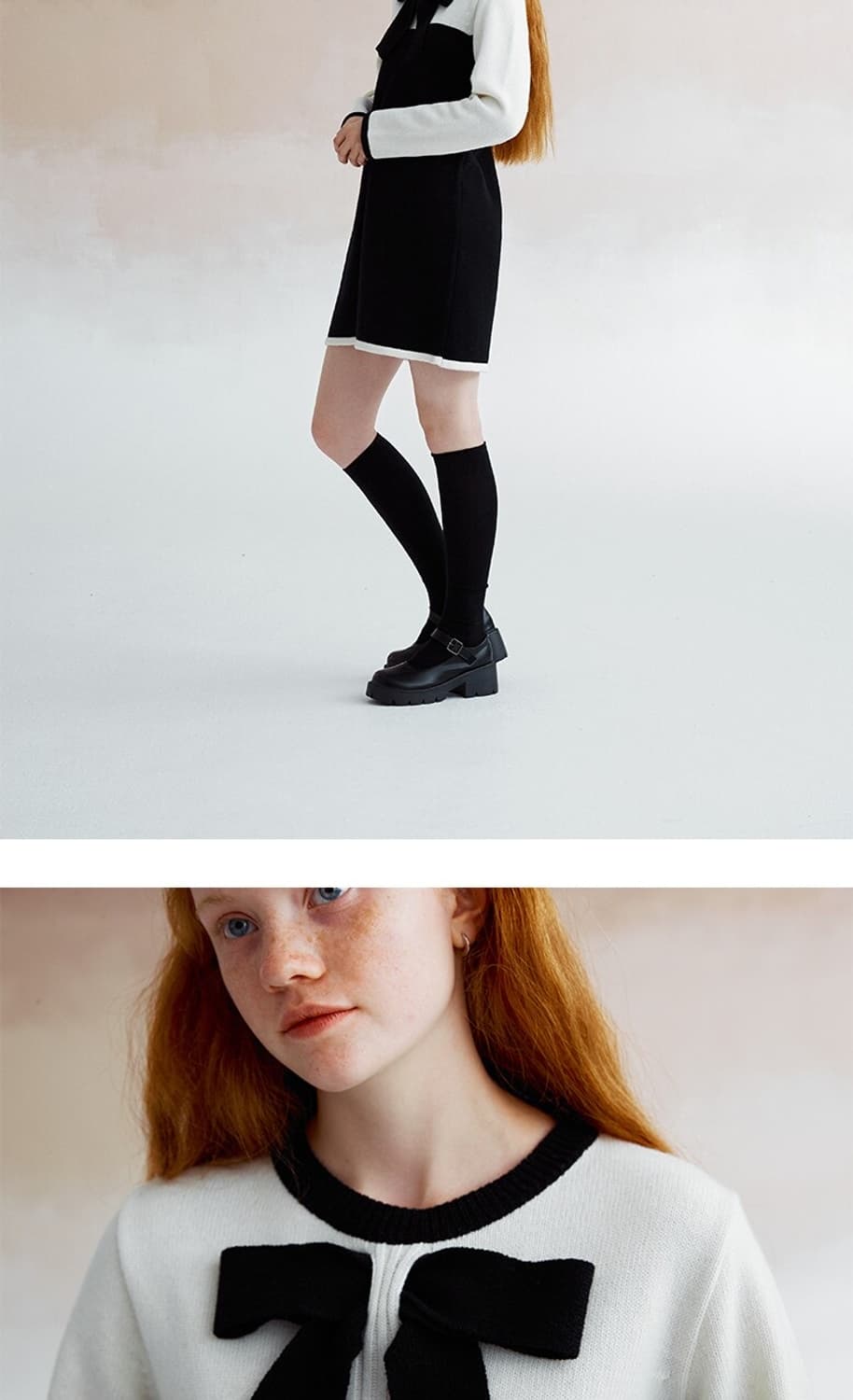 듀이듀이 리본 니트 원피스 드레스 상품이미지2