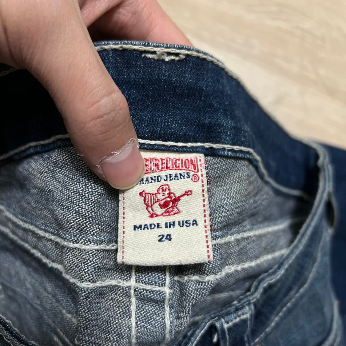 트루릴리전 여성 섹션 빌리 U스티치 워싱 데님팬츠 청바지 [진청] 24 상품이미지6