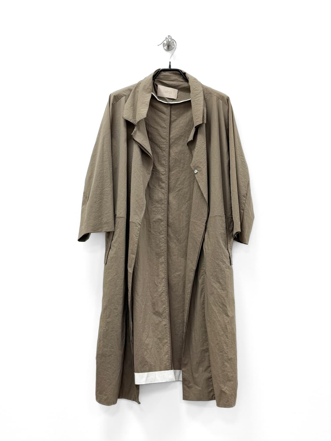 르베이지 라이트 카키 벨티드 롱 트렌치 코트 상품이미지1