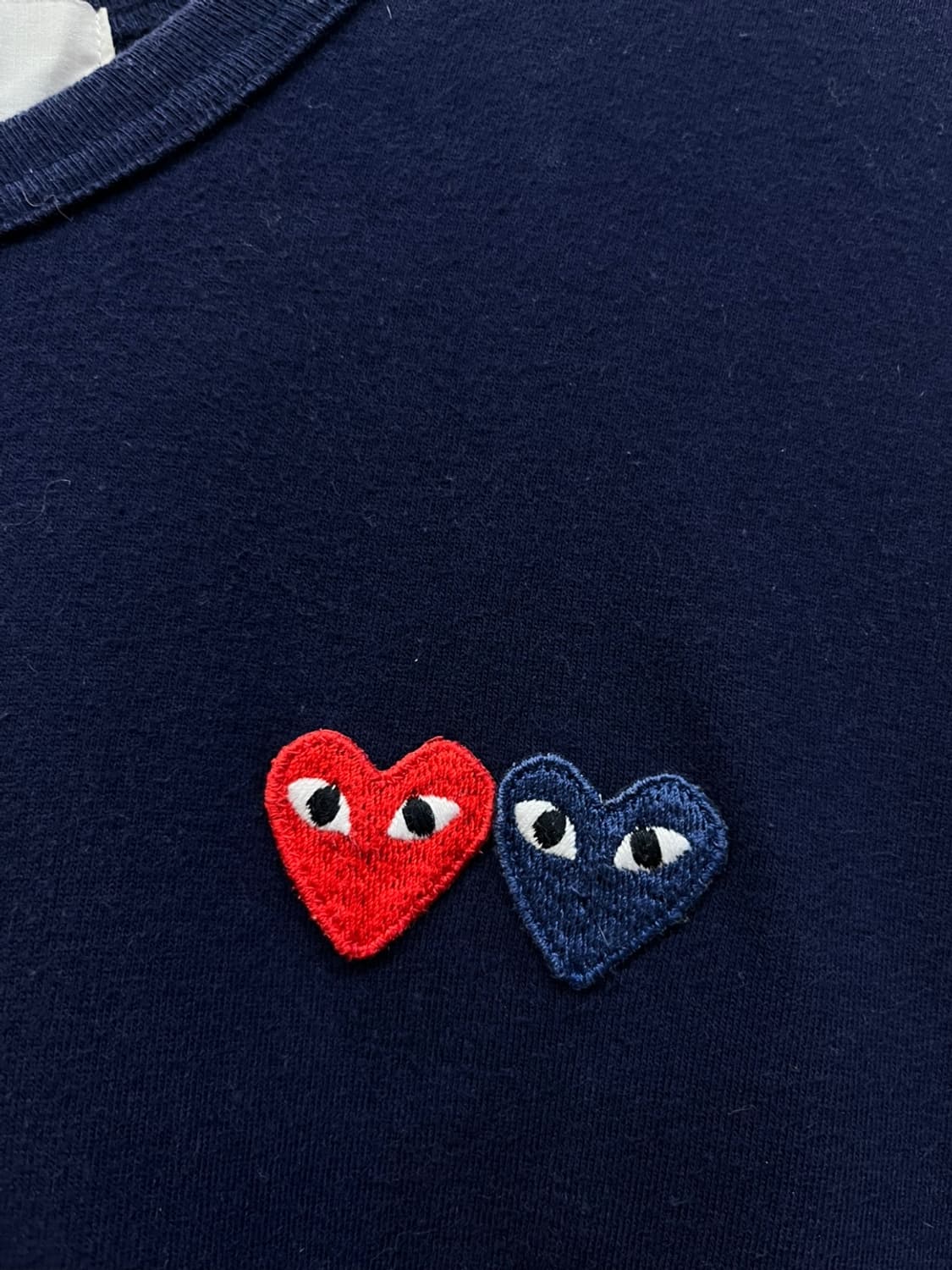 꼼데가르송 PLAY 더블와펜 반팔 티셔츠 네이비 XL 상품이미지2