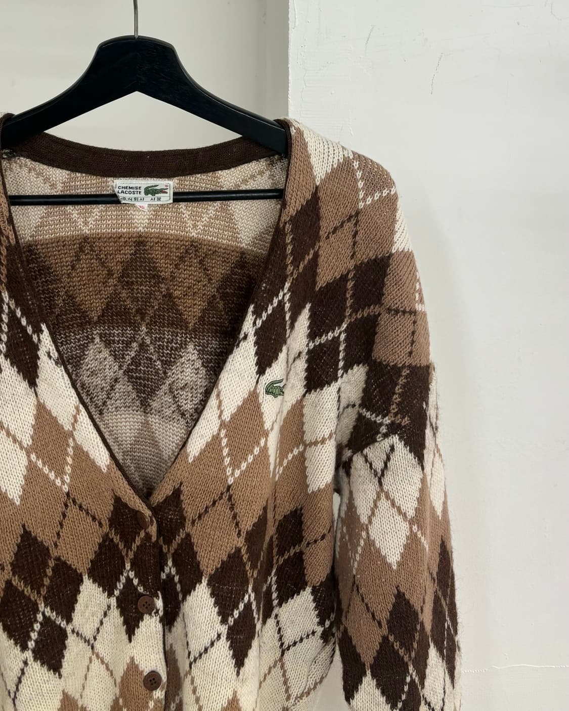 슈미즈 라코스테 브라운 아가일 패턴 니트 가디건 상품이미지4