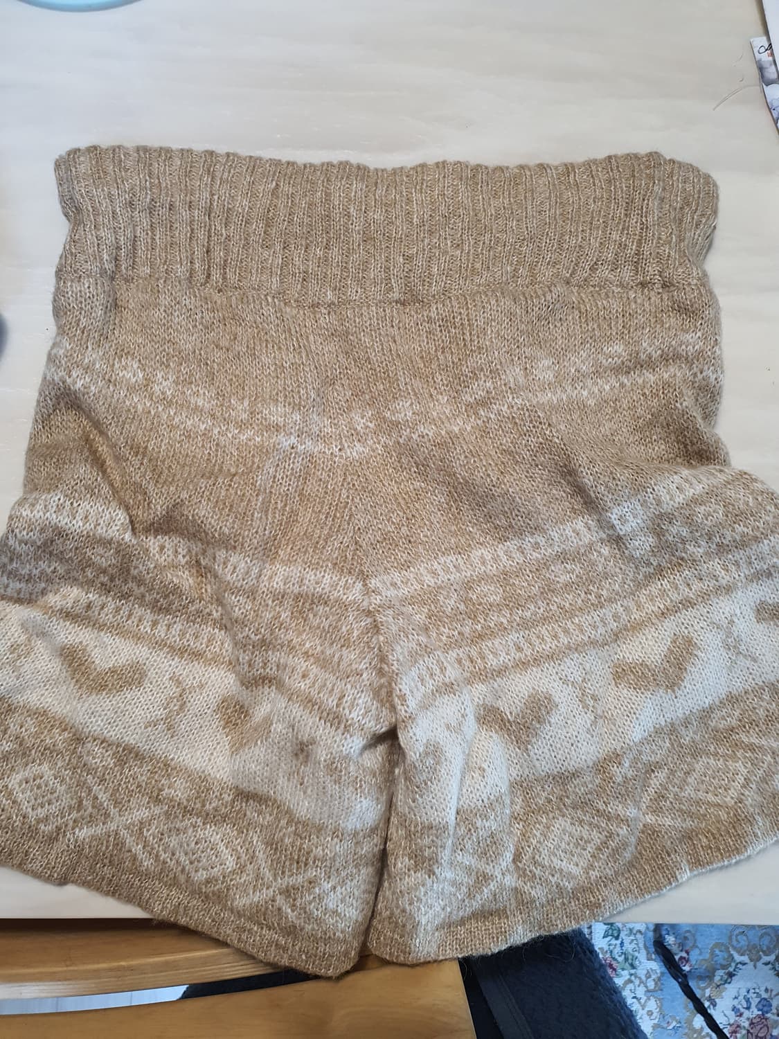 [모리걸] 니트 반바지 아이보리 패턴 숏팬츠 상품이미지3