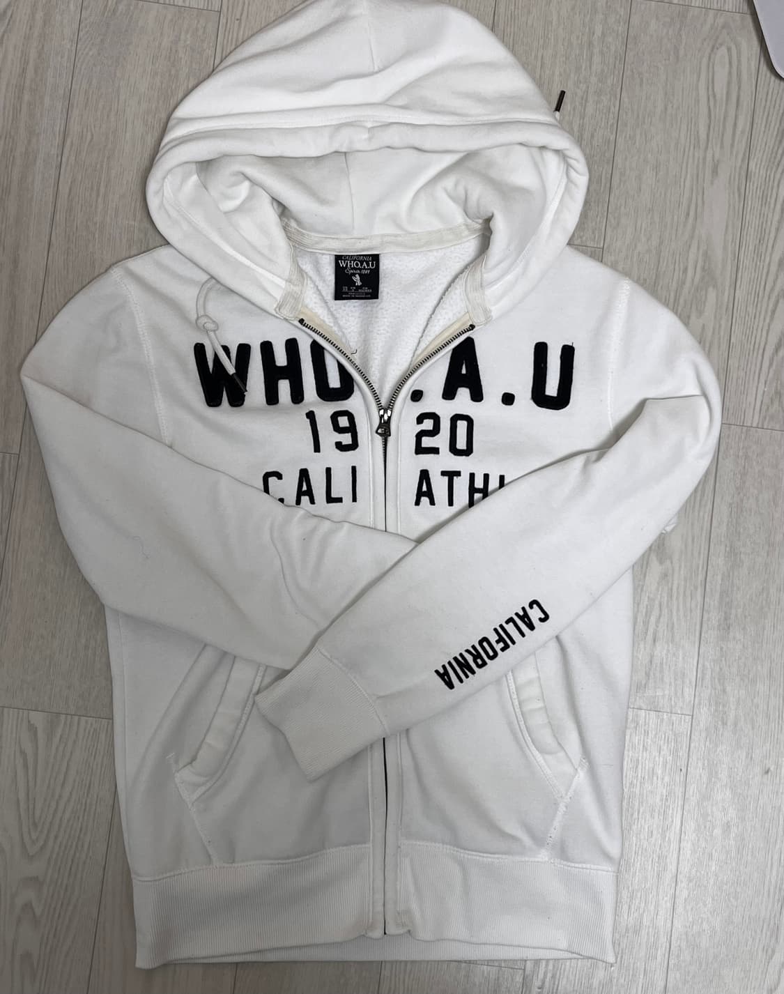 후아유 화이트 후드집업 S 상품이미지1