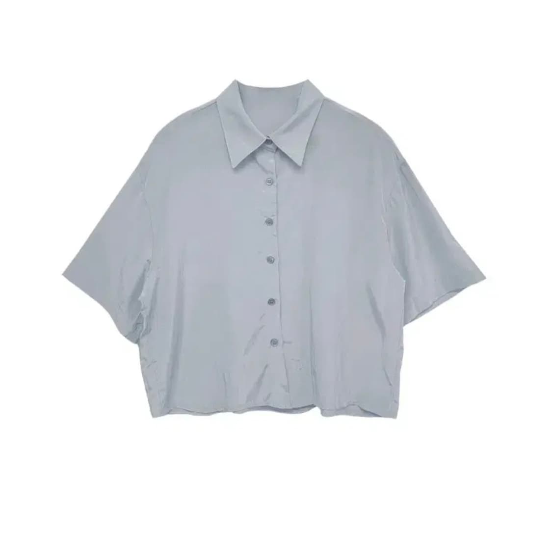 우화 SILKY CROP BLLIGHT BLUE 블라우스 셔츠 그레이 상품이미지1