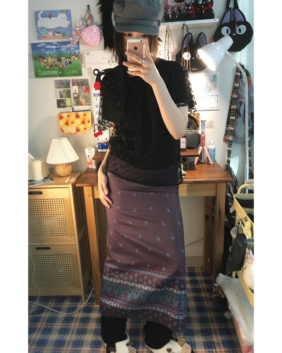 vintage ethnic pattern long skirt purple 상품이미지2