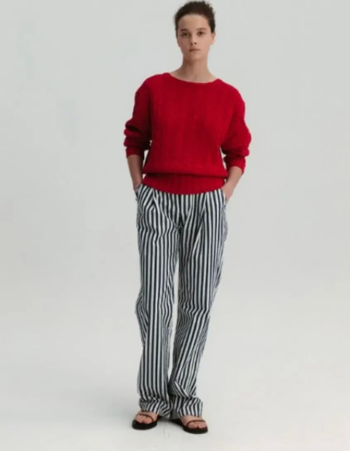 문달 스트라이프 팬츠 네이비 m 상품이미지1