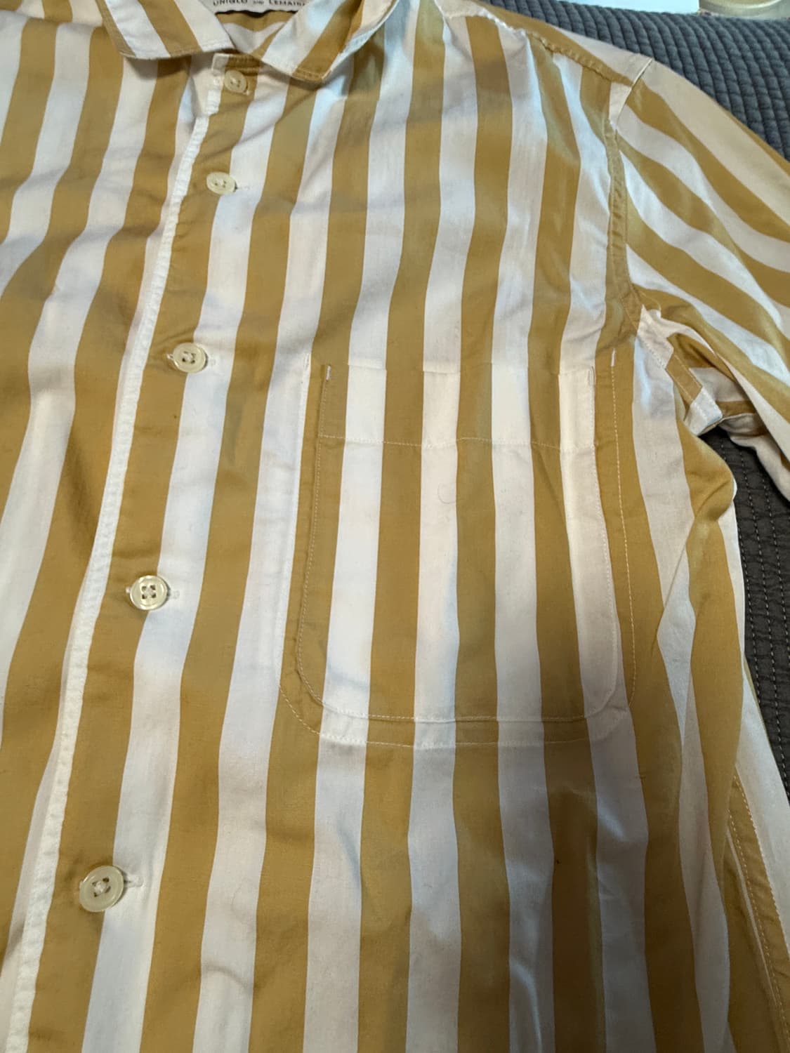유니클로 르메르 옐로우 스트라이프 반팔 셔츠 M 상품이미지2