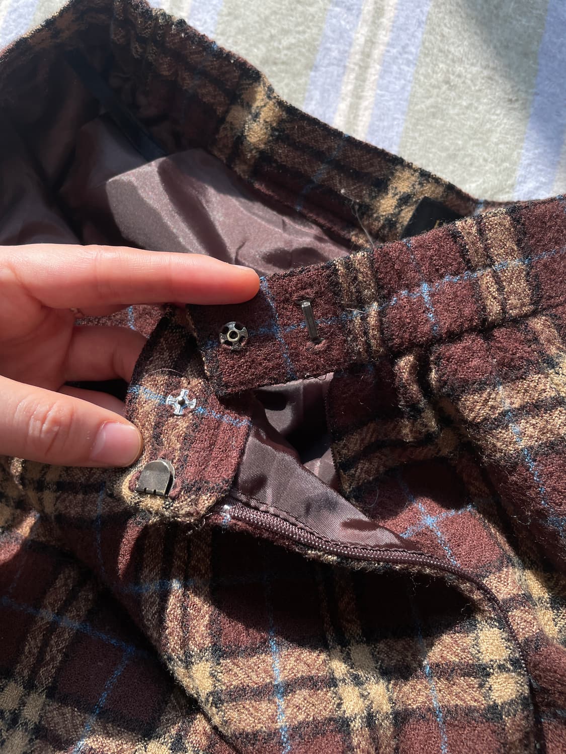 일본 빈티지 체크 스커트 브라운 상품이미지9